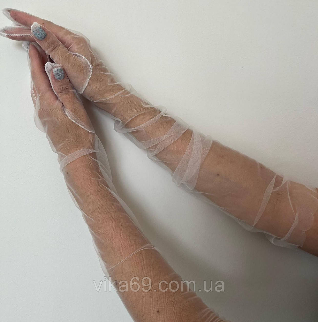 Чорні довгі перчатки капрон 70 см (білі)