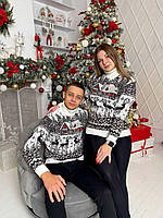 Новорічні парні светри з горлом "Домік", фото 6