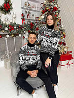 Новорічні парні светри з горлом "Домік", фото 2