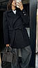 Пальто жіноче демі коротке двобортне вовняне з поясом Англія чорне, фото 5