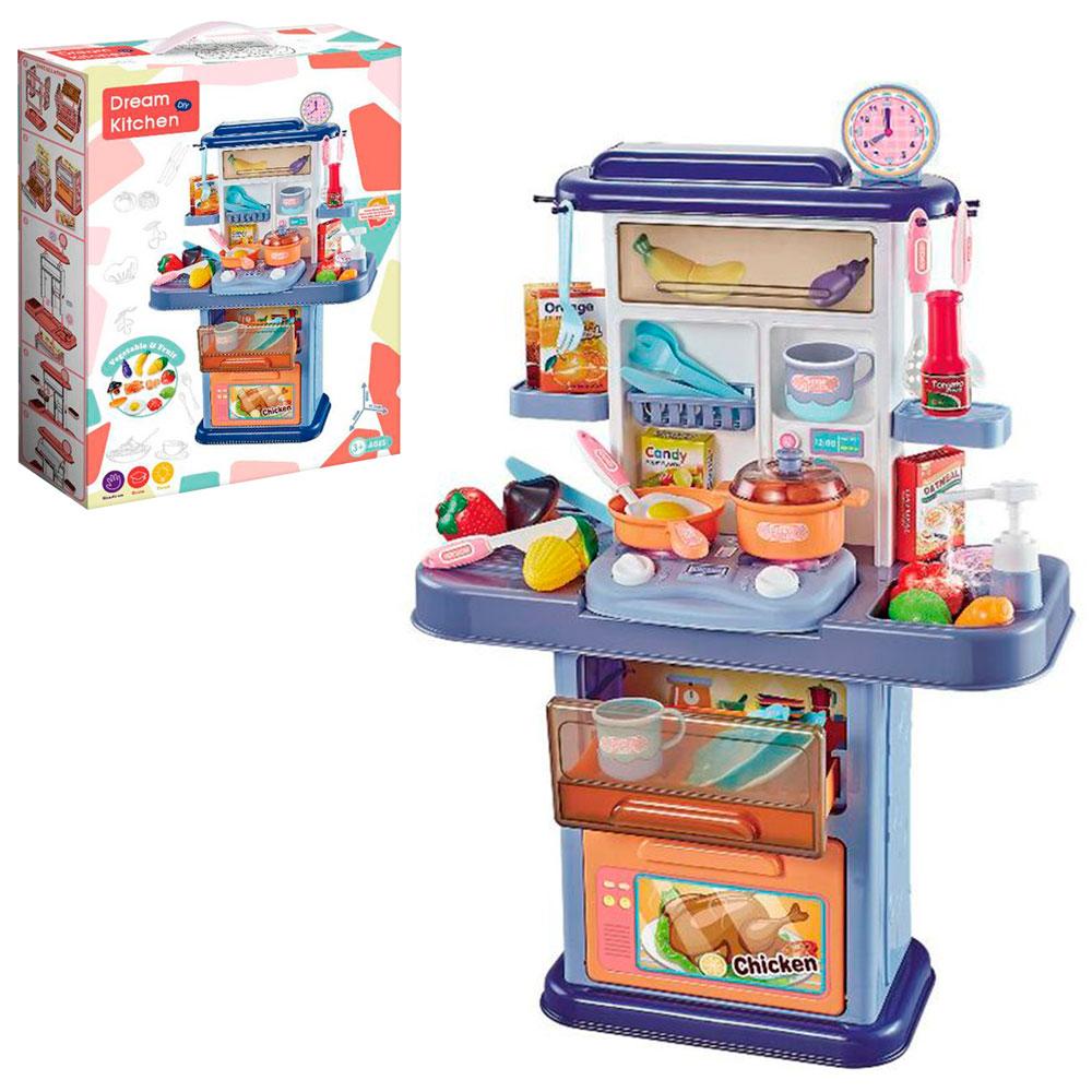 Кухня 777-7 плита, мийка вода (механіч.), що ллється, посуд, продукти,муз.,світло,бат.,кор.,41-54-13,5см, фото 1