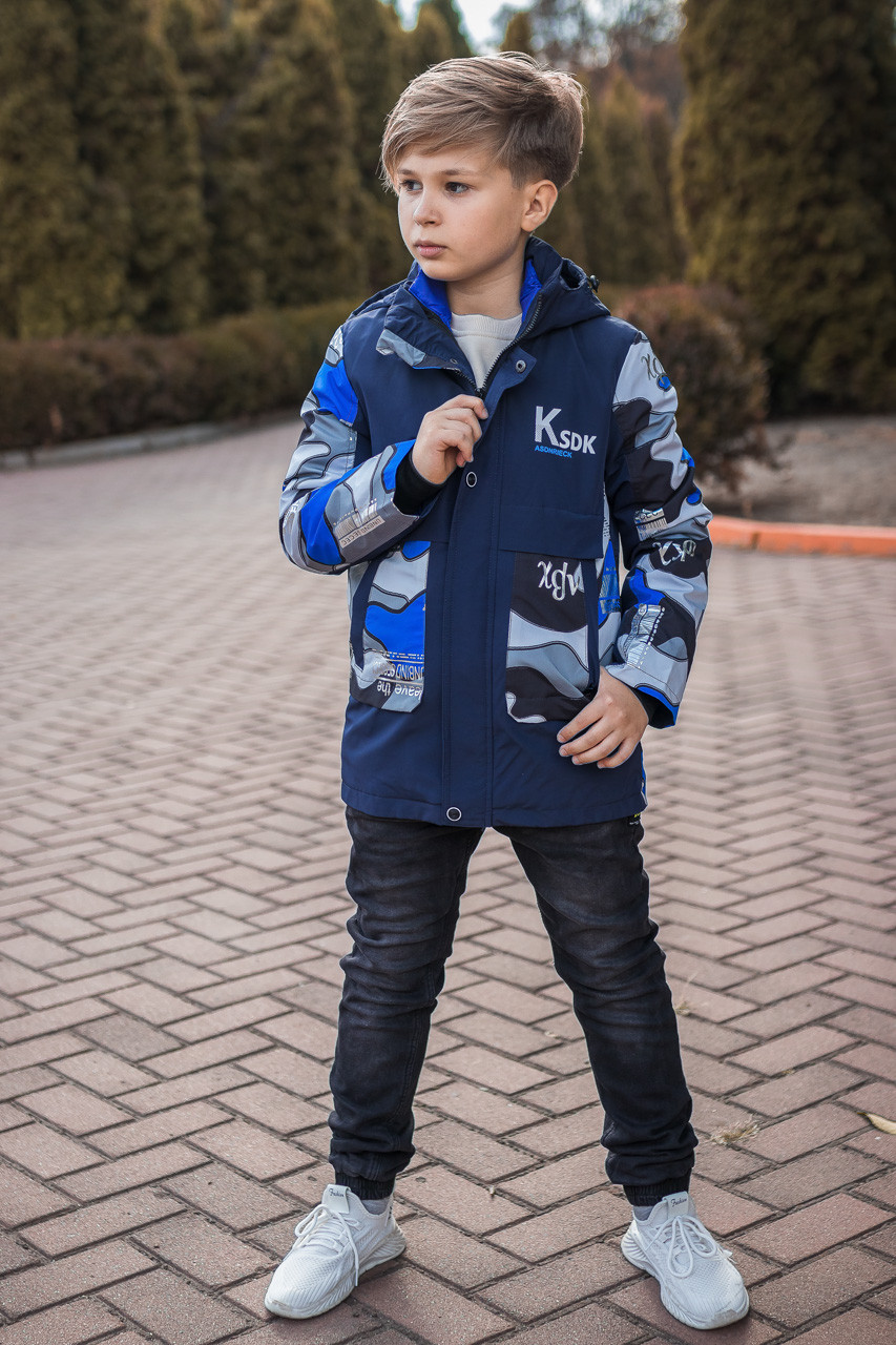 Куртка демісезонна трансформер для хлопчика 10-15 років KSDK арт.800, Темно-синій, 140, фото 1