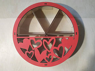 Коробки з дерева фанери для солодощів, сухофруктів круглі 14 лютого 8 березня