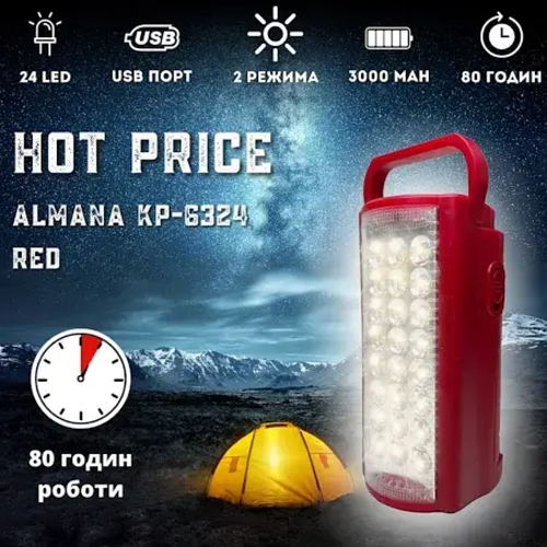 Ліхтар переносний світлодіодний з повербанком Almina DL-2606 24 LED, ЗП ...