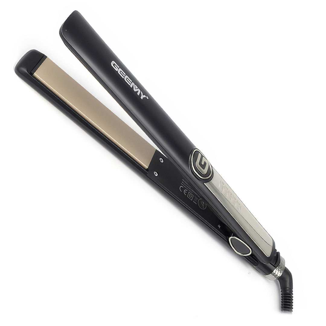 Плойка випрямляч для волосся з регулюванням температури Geemy GM-416 Чорний Праска з керамічним покриттям, фото 1