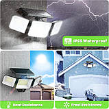 FOMYHEARD Сонячні ліхтарі для зовнішнього використання з датчиком руху, 229 світлодіодів зовнішнє сонячне світло, кут освітлення, фото 5
