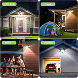 FOMYHEARD Сонячні ліхтарі для зовнішнього використання з датчиком руху, 229 світлодіодів зовнішнє сонячне світло, кут освітлення, фото 3