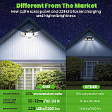 FOMYHEARD Сонячні ліхтарі для зовнішнього використання з датчиком руху, 229 світлодіодів зовнішнє сонячне світло, кут освітлення, фото 7