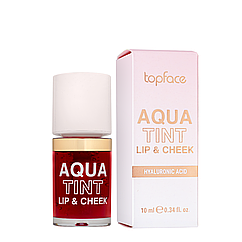 Рідка помада тінт для губ та щік topface Aqua Tint Lip & Cheek на водній основі 10 мл (РТ215), 01 Cherry Jam Вишневий
