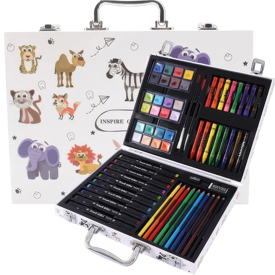 Дитячий набір водяних олівців маркерів 66 шт. для творчості у кейсі Дитячий набір для малювання, фото 1