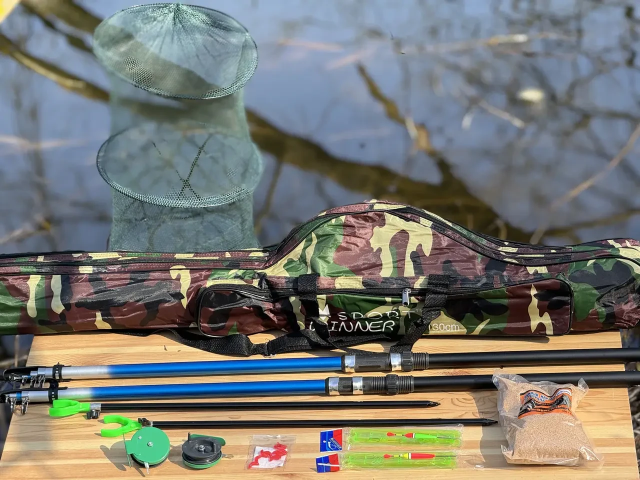 Поплавцевий рибальський набір. Набір для рибалки. Вудочки поплавцеві в складанні в довжині 4 м, фото 1