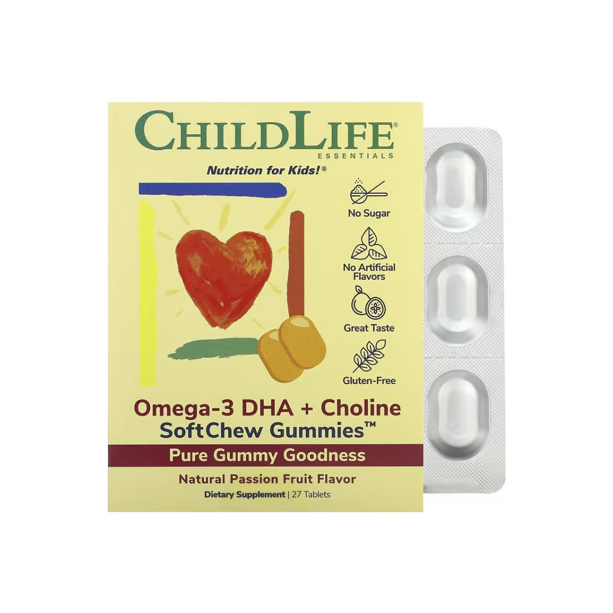 Omega-3 DHA + Choline - 27 tabs (Natural Passion Fruit)