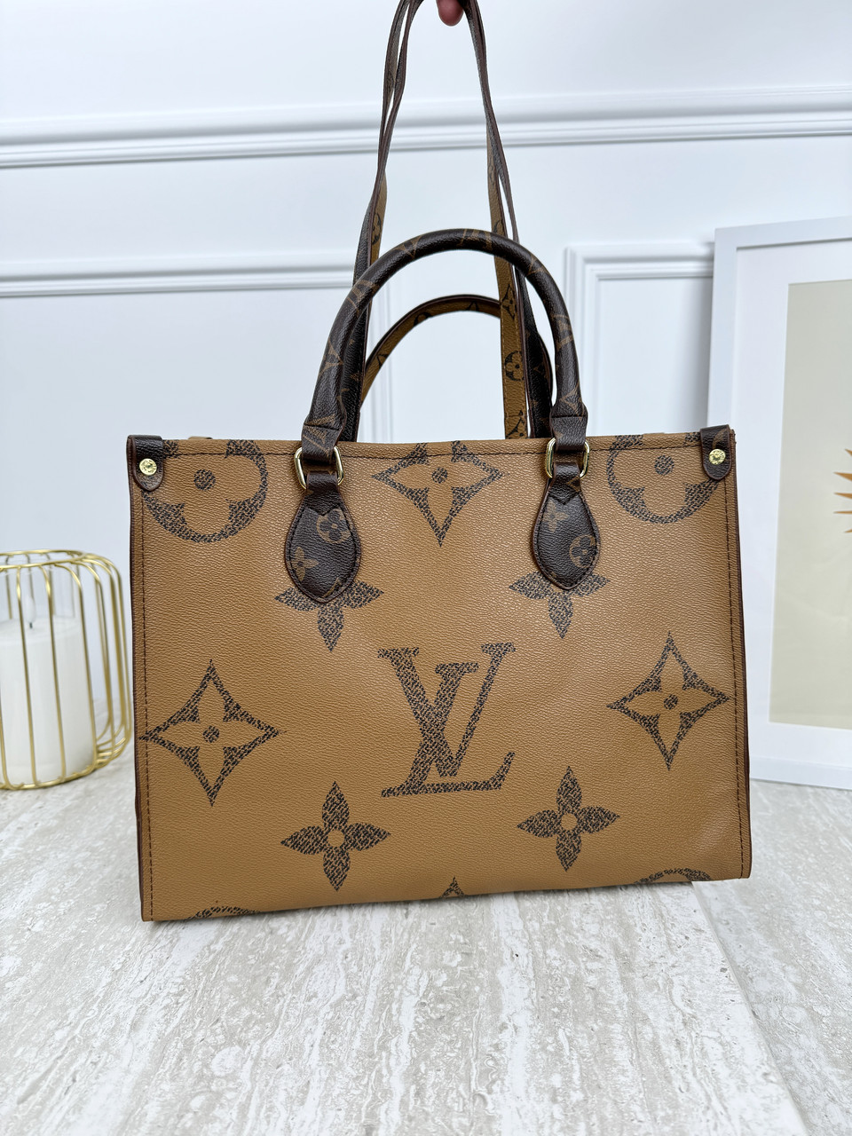 Сумка жіноча шопер Louis Vuitton OnThe GO Monogram коричневий моногам двосторонній, фото 1