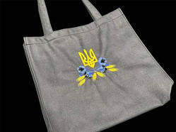 Сумка-шопер 37х36х6см. Экосумка из экокожи с вышивкой. Герб / Сумка-шопер 37х36х6см. Экосумка из экокожи с вышивкой. Герб