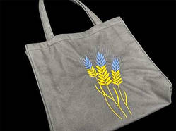 Сумка-шопер 37х36х6см. Экосумка из экокожи с вышивкой. Пшеница.. / Сумка-шопер 37х36х6см. Экосумка из экокожи с вышивкой.
