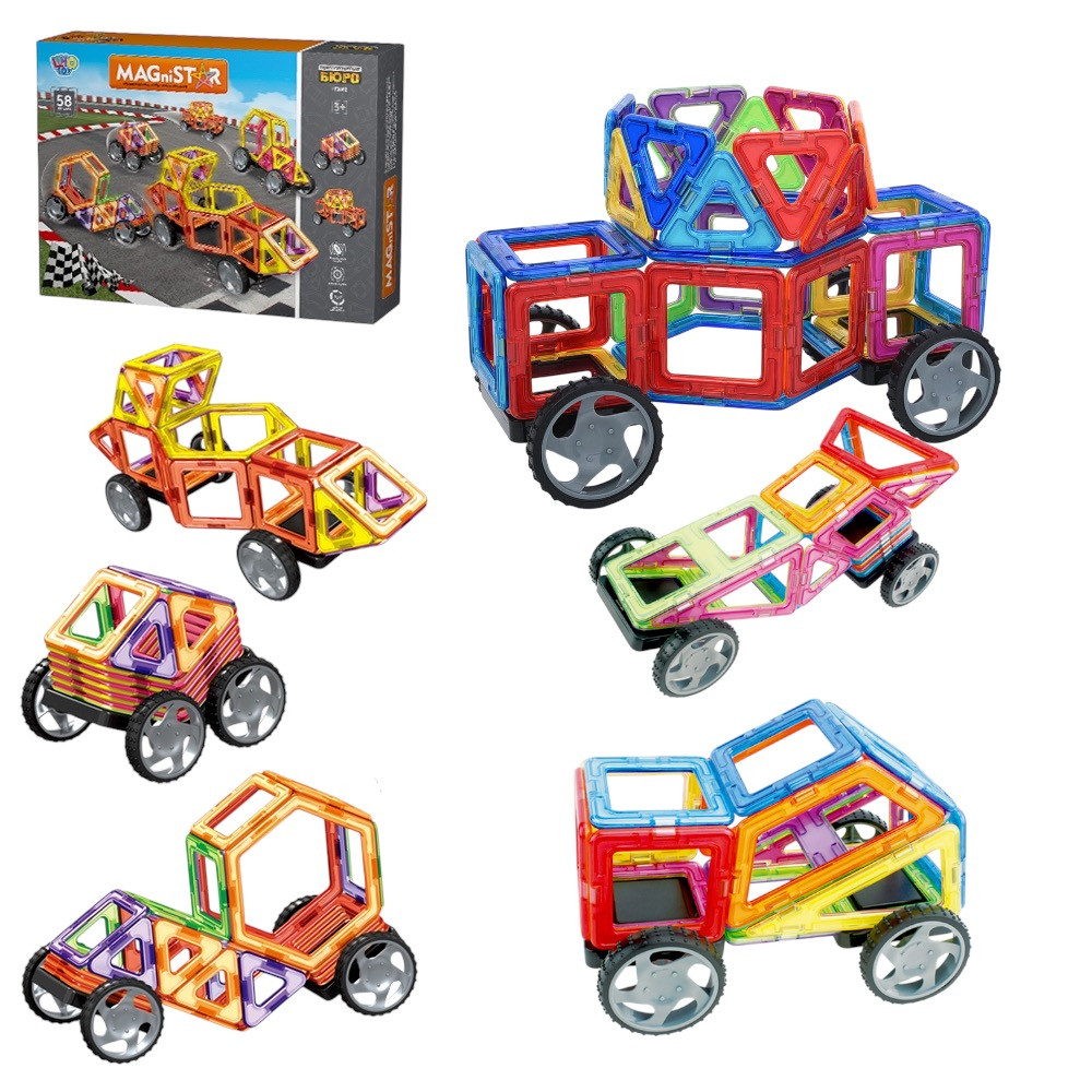 Конструктор LT3002 магнітний, транспорт, 58 деталей Magnit/Magical/LIMO TOY