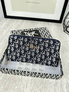 Гаманець Dior жіночий Гаманець Діор синій текстильний