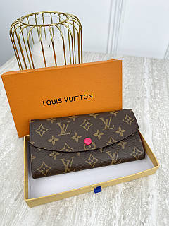 Жіночий гаманець Louis Vuitton коричневий + малиновий великий Луї Віттон