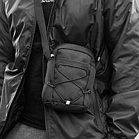 Сумка барсетка через плече RIO чорна тканинна молодіжна месенджер