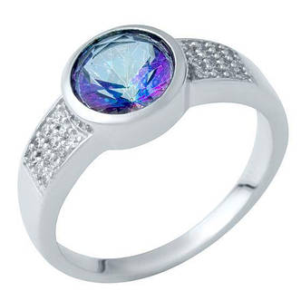 Срібне кільце SilverBreeze з натуральним містик топазом 1.28ct (1937471) 18 розмір, фото 1