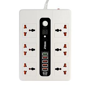Мережевий фільтр BKL-11 з функцією таймера на 6 розеток 1 TYPE-C+ 5 USB 10А 250V, білий