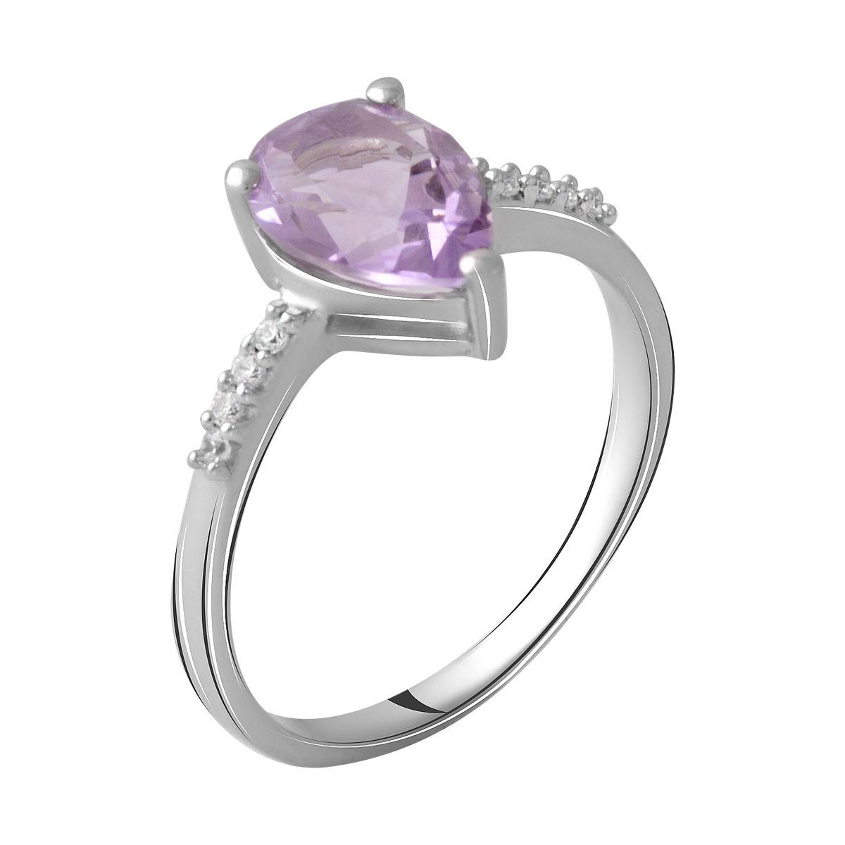 Срібне кільце SilverBreeze з натуральним аметистом 1.77ct (2060598) 18 розмір 2060598-17.5, 2.16, 17.5