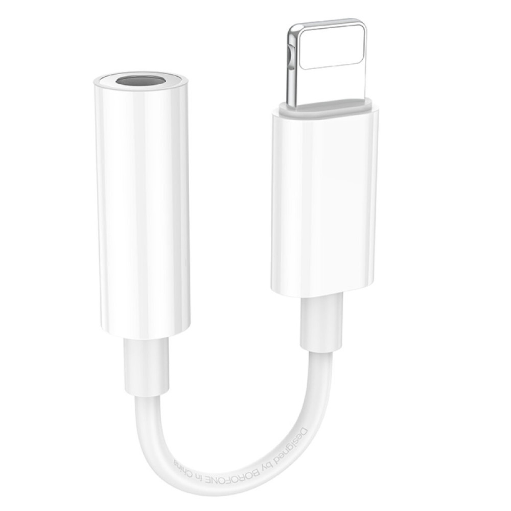 Кабель перехідник BOROFONE BV21 Genuine iP to 3.5 digital audio converter, White