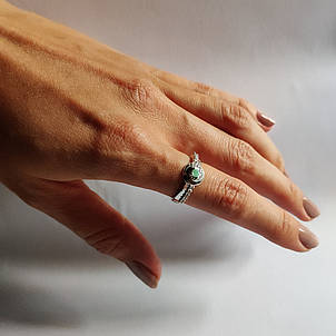 Срібне кільце SilverBreeze з натуральним смарагдом 0.1ct (2106258) 18, фото 3