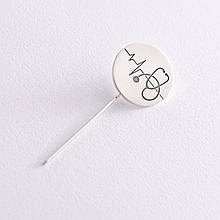 Медичний значок Стетоскоп у серебрі 20046 Онікс