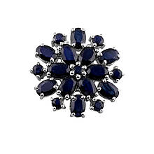 Срібна брошка SilverBreeze з натуральним сапфіром 8.9ct (2106548)
