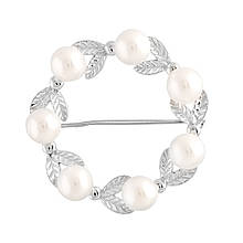 Срібна брошка SilverBreeze з натуральними перлами (2109631)