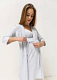 Бавовняний халат для вагітних та годуючих мам сірий L, фото 4