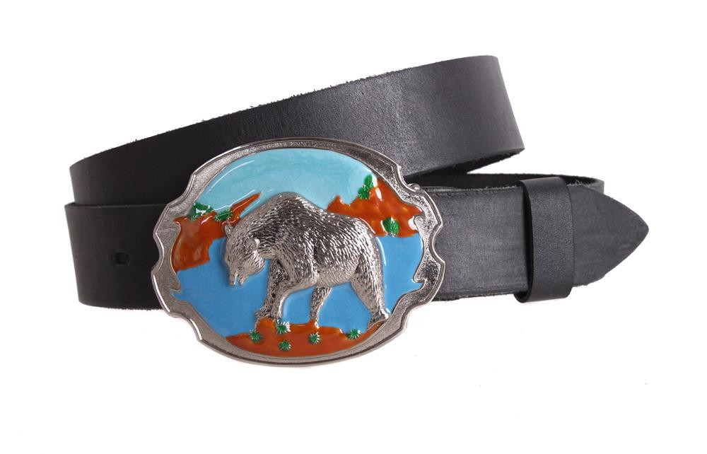 Чоловічий ремінь з натуральної шкіри під джинси blx90296 чорний, фото 1