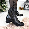 Чоботи жіночі шкіряні на підборах, декоровані ремінцями, фото 4