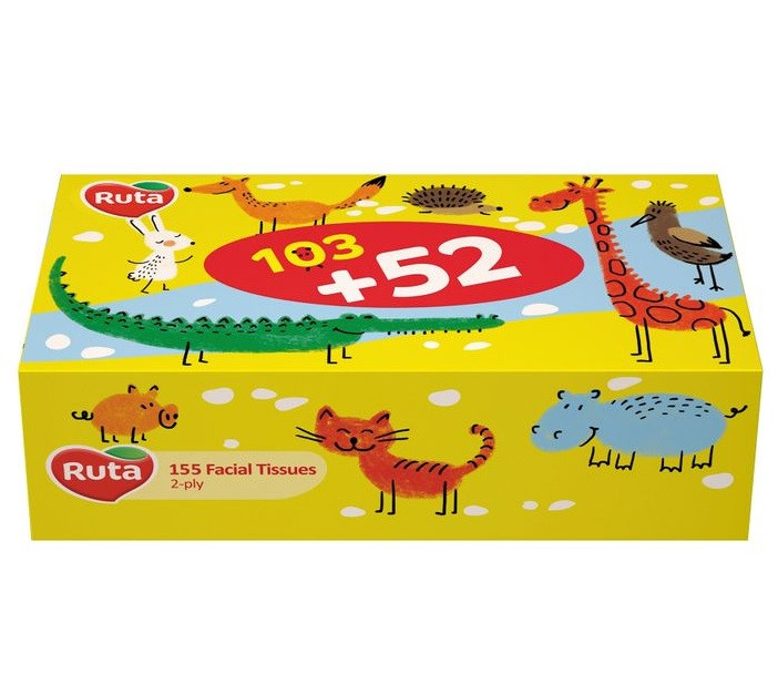 Косметичні серветки Ruta Kids двошарові 155 штук пенал