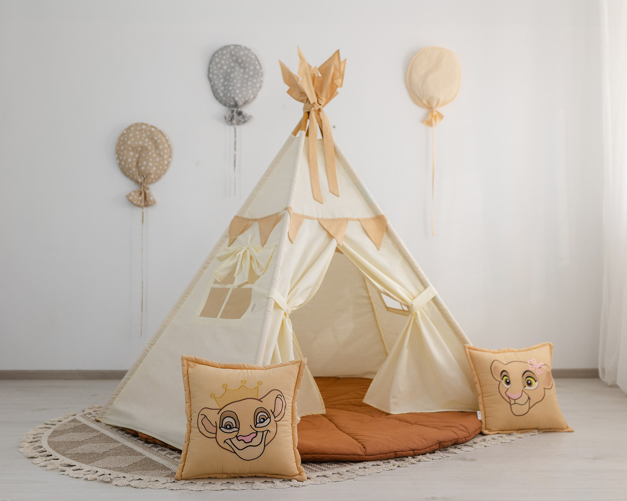 Вігвам для дітей Король Лев з об'ємним ковриком. Повний комплект