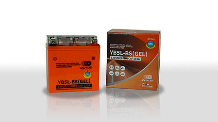 Аккумулятор 12N5L-BS 12V5A OUTDO (GEL) оранж (119x129x60), фото 3