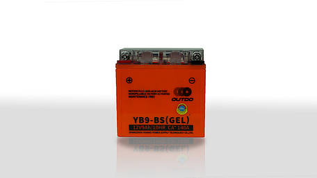 Акумулятор 12V9Ah YB9-BS OUTDO (GEL) жовтогарячий 150x86x107, фото 1
