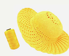 Пряжа нитка для в'язання капелюха, сумок, взуття Ice Silk Крижаний шовк №4 колір жовтий товщина 1,5мм 100 гр