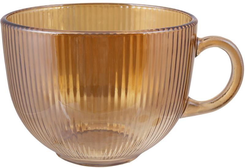 Набір 3 чайні чашки Amber 350 мл, скло кольору амбер, фото 1