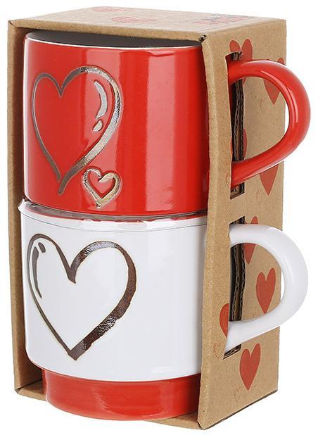 Подарунковий набір "Heart" 2 керамічні кухлі 400 мл, фото 1