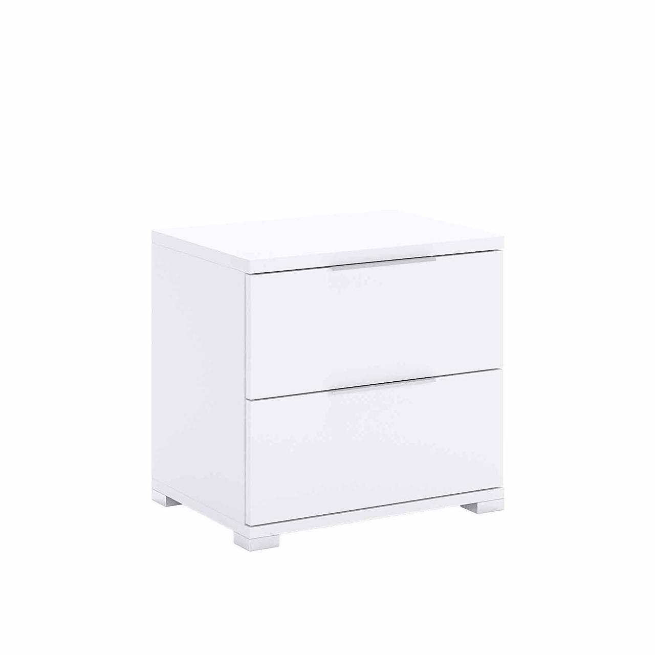 Стильна сучасна тумба приліжкова біла 50 см з двома шухлядами в спальню Бартон Миро-Марк