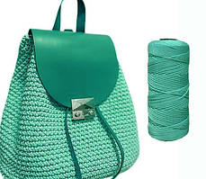 Пряжа нитка для в'язання капелюха, сумок, взуття Ice Silk Крижаний шовк №13 колір бірюзовий товщина 1,5 мм 100 гр