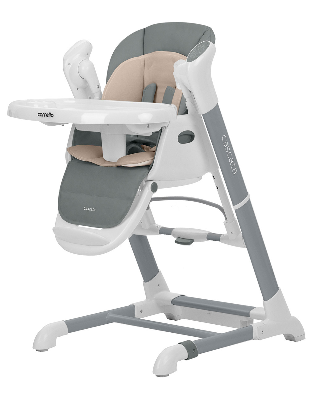 Стільчик для годування + заколисувальний центр 2в1 Carrello Cascata CRL-10303/1 Space Grey сіра гойдалка шезлонг, фото 1