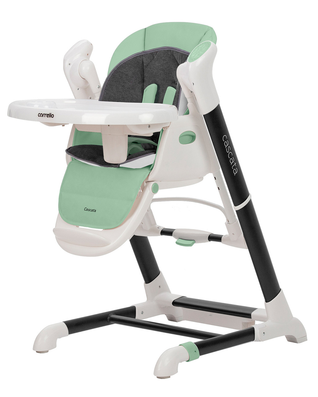 Стільчик для годування + заколисувальний центр 2в1 Carrello Cascata CRL-10303/1 Tropical Green зелена гойдалка шезлонг, фото 1