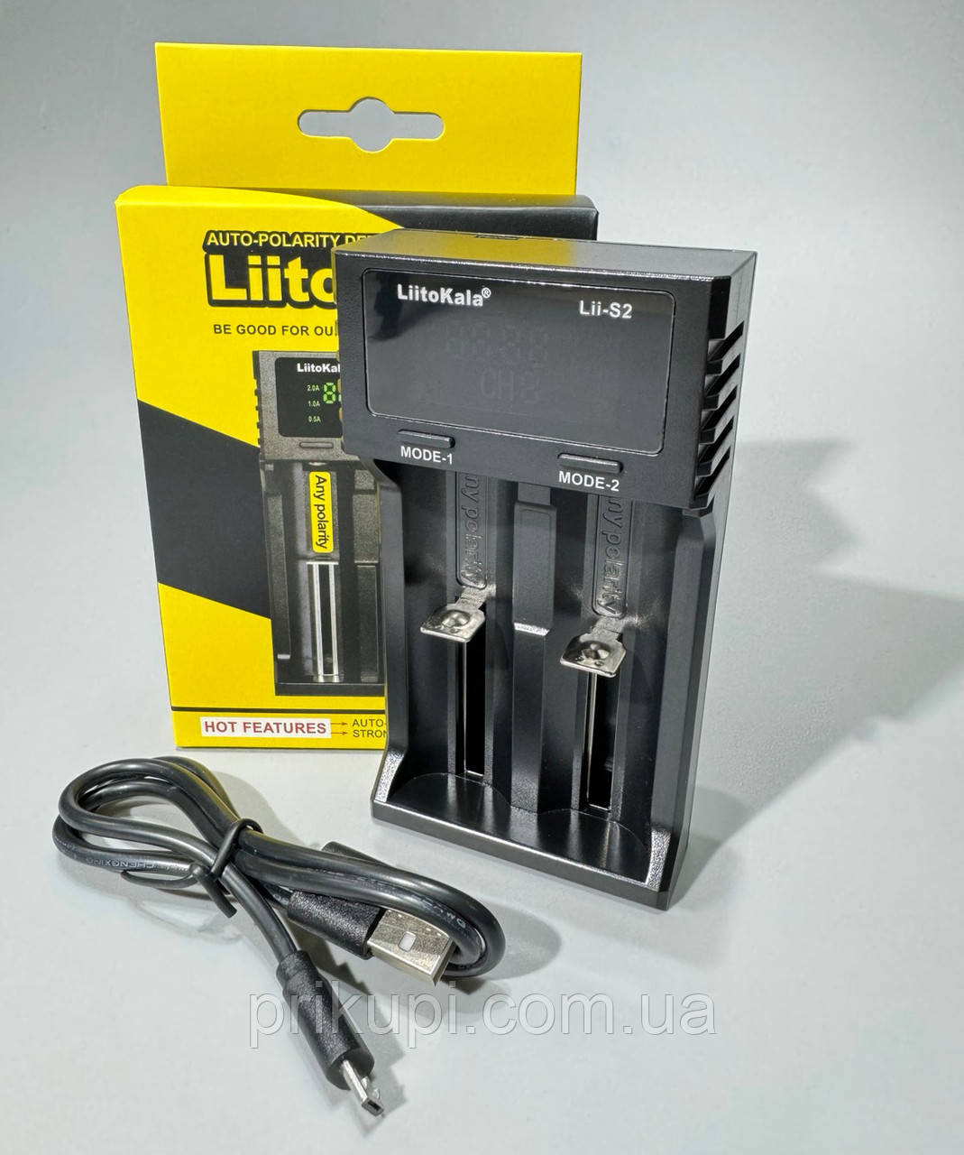 Зарядний для акумуляторів з екраном на 2 канали LiitoKala Lii-S2, 2x-18650, 26650, АА, ААА Li-Ion, LiFePO4,