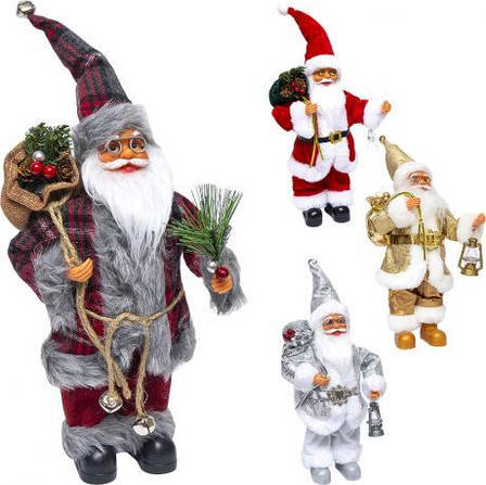 Новорічна фігурка діда морозу "Санта з мішком подарунків" 30см CX-3 MZOPT, фото 1