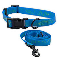 Нашийник для собак з повідцем Nature WATERPROOF водостійкий, регульований нашийник, Синій S