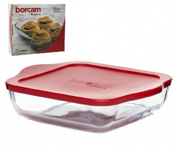 Форма для запікання з кришкою Borcam 25х22х6см скляна, фото 1