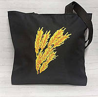 Сумка-шопер для вишивання Колоски. Чорна